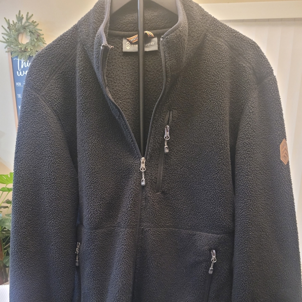 Free Country Men's Charcoal Zip-Up Sweater